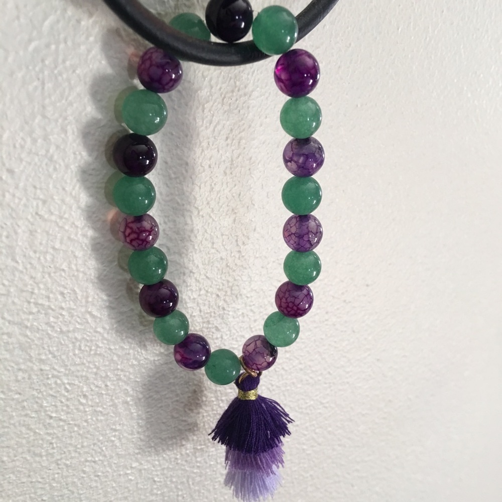 Green Aventurine & Purple Quartz Healing Bracelet - Picture 2 of 2